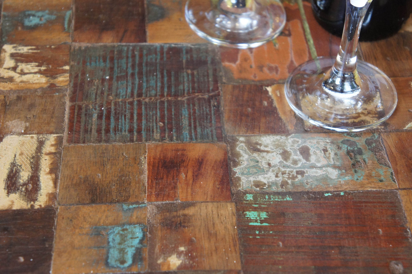 Recycled Old Painted Teak Distressed Table 90x60cm