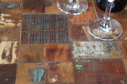 Recycled Old Painted Teak Distressed Table 90x60cm