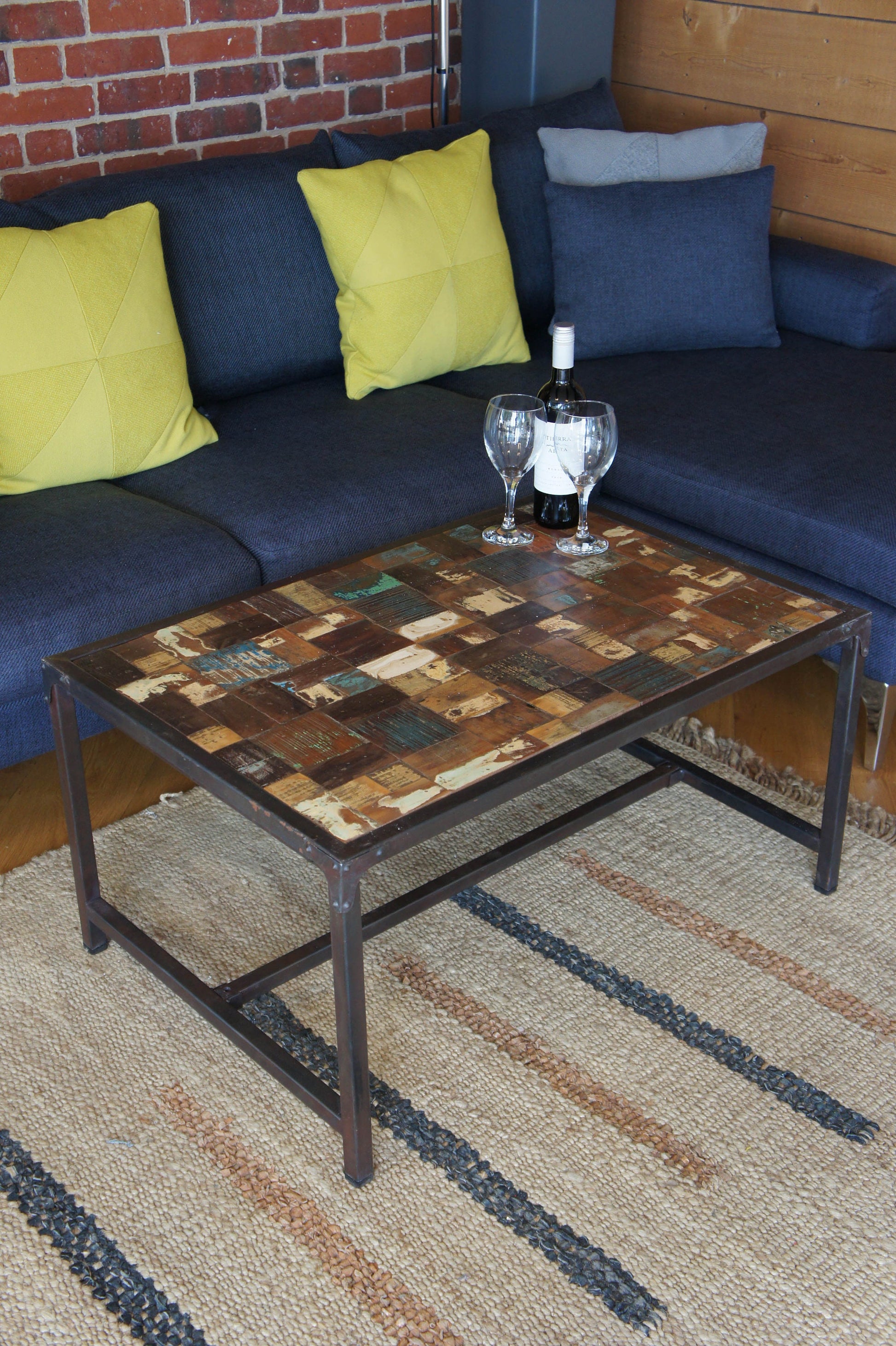 Recycled Old Painted Teak Distressed Table 90x60cm