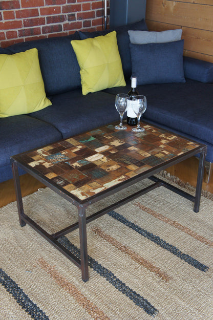 Recycled Old Painted Teak Distressed Table 90x60cm