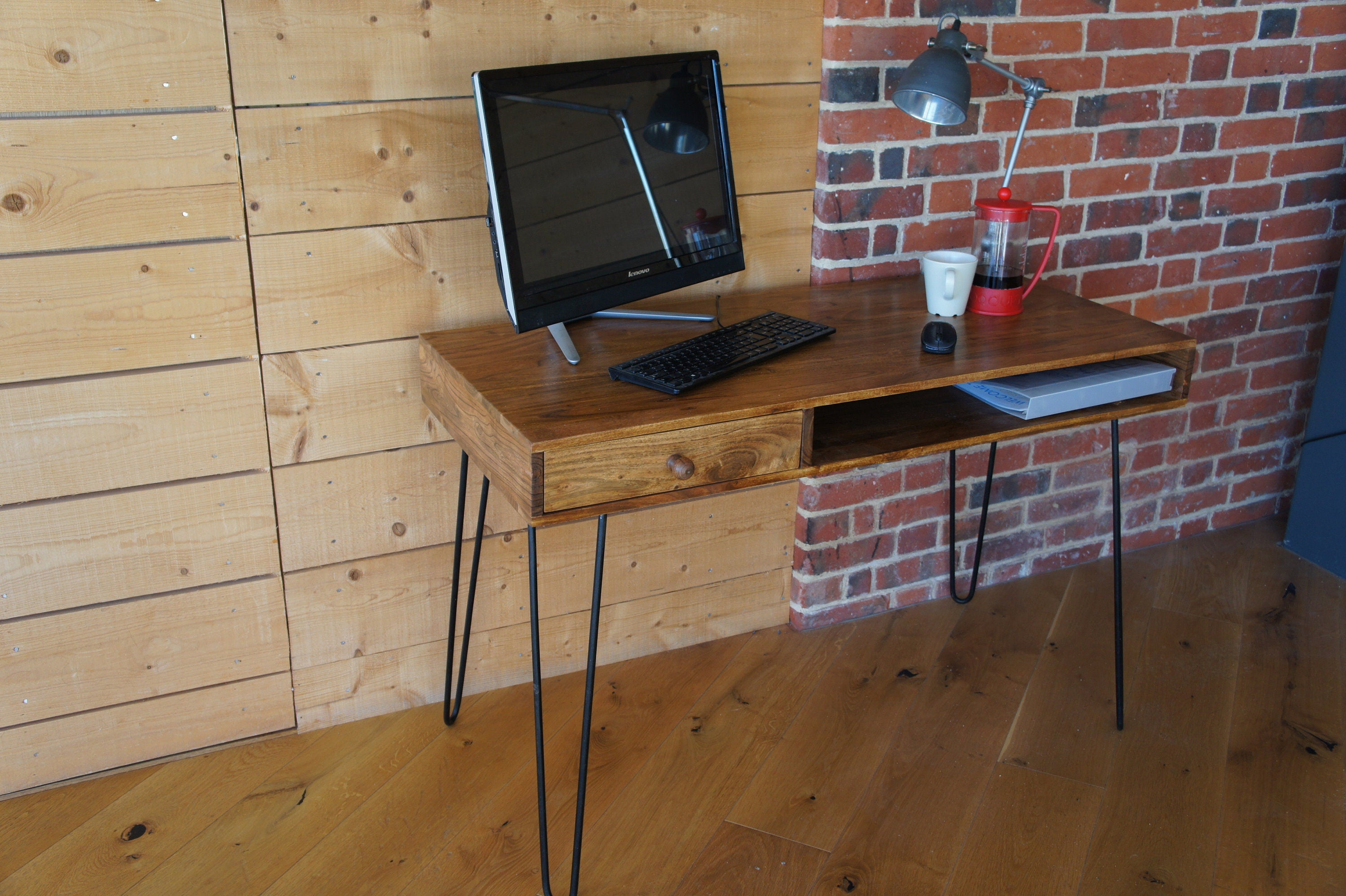 Acacia Wood Hairpin Leg Home Desk