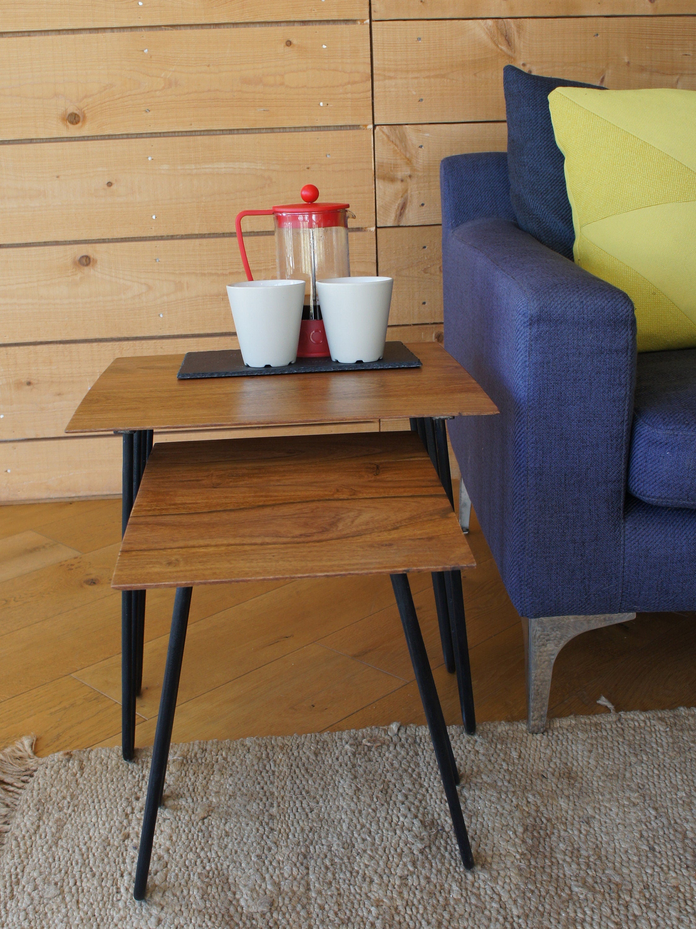 Acacia Wood Hairpin Set 2 Nesting Table