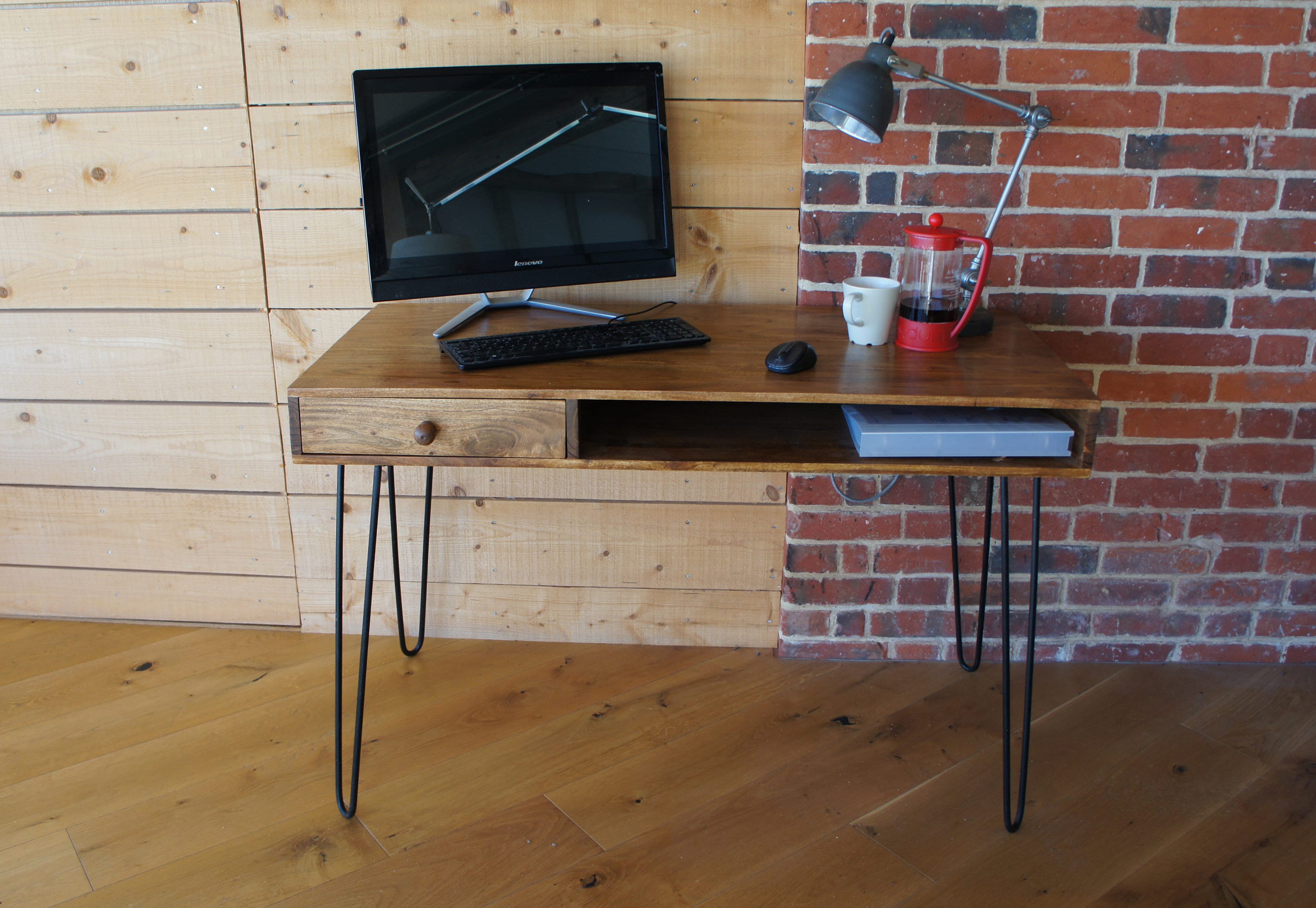 Acacia Wood Hairpin Leg Home Desk