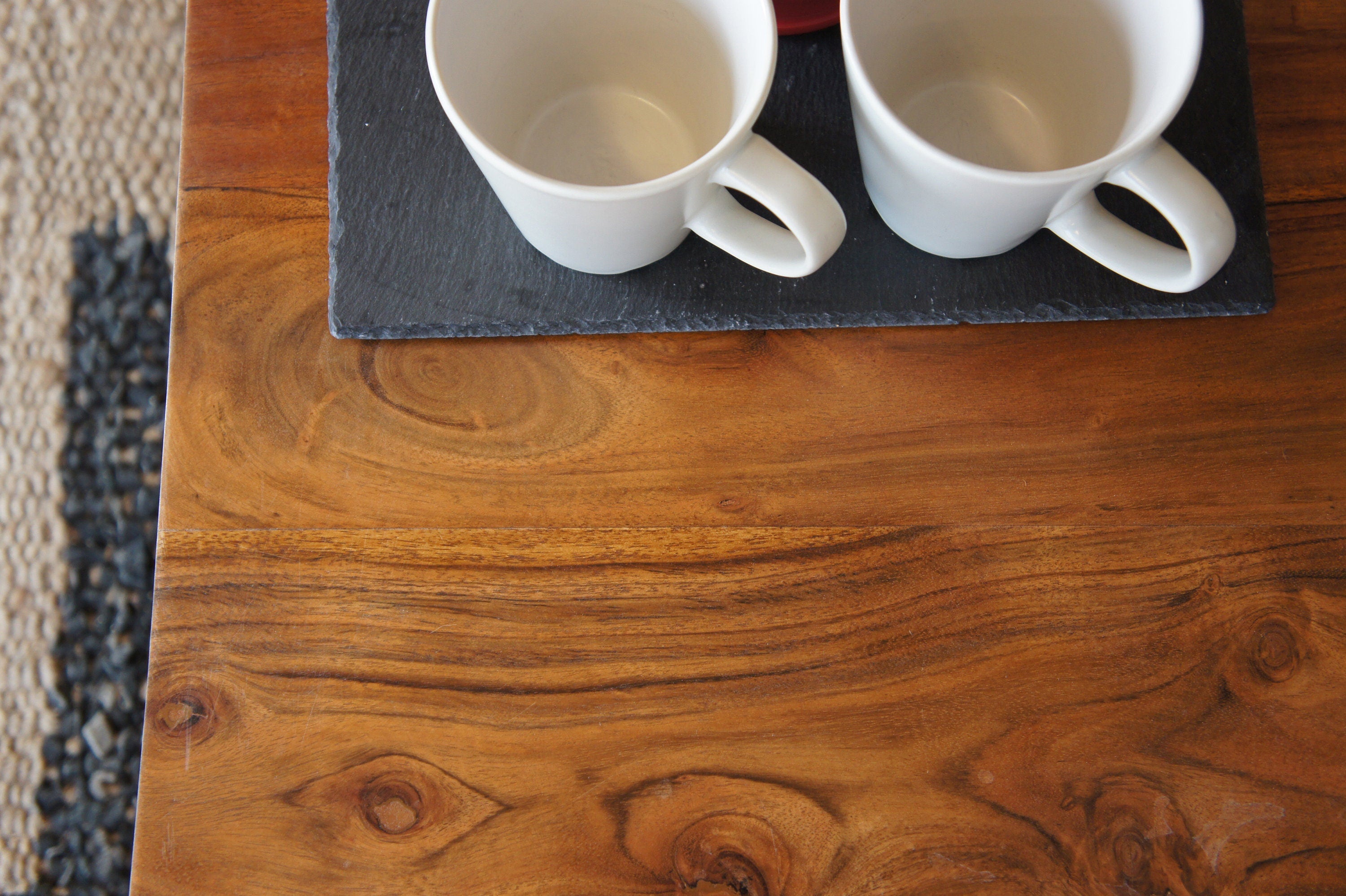 Acacia Wood Coffee Table with Black Iron Hairpin Legs by Naturallivingonline
