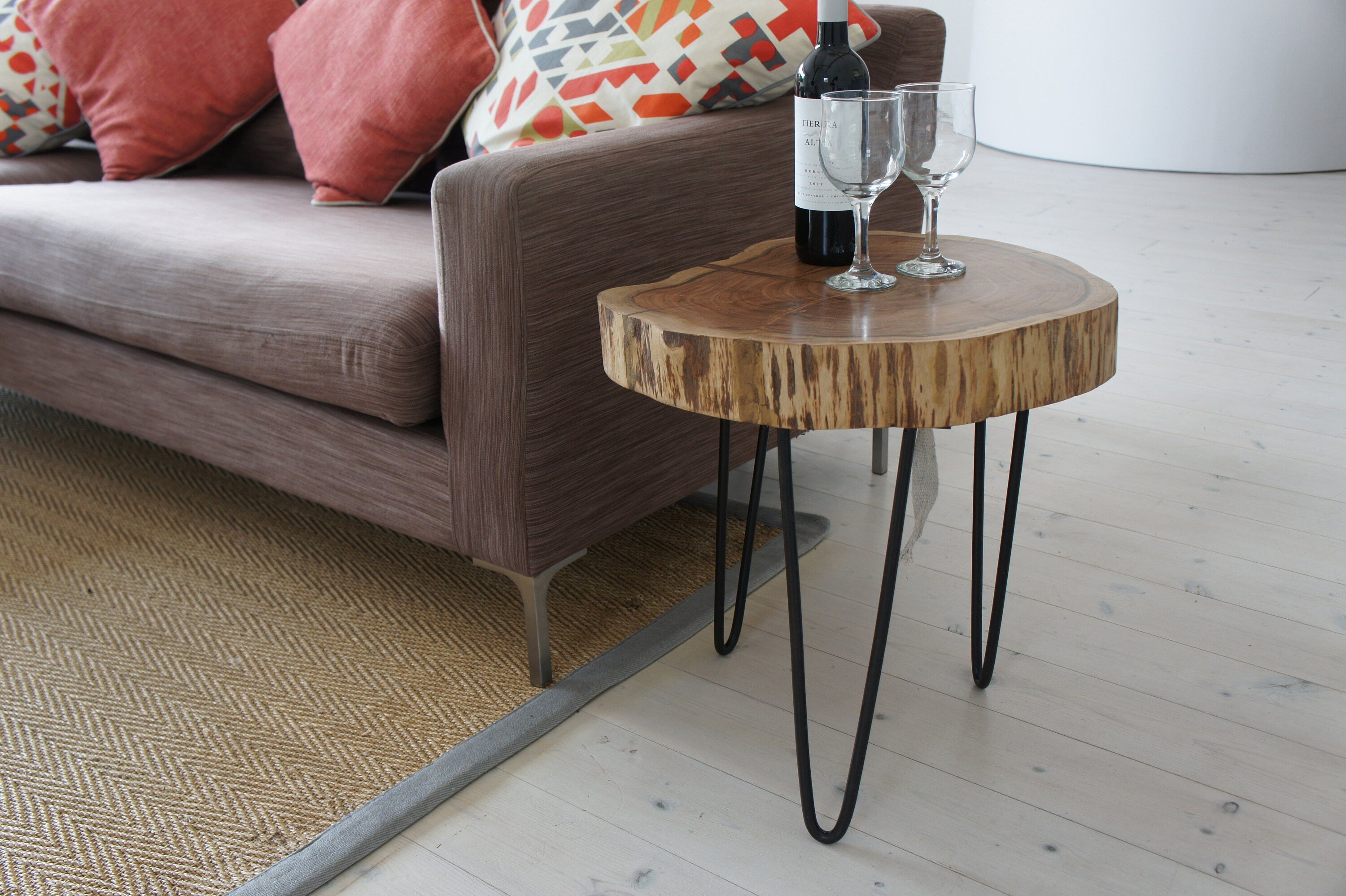 Acacia wood Trunk Slice Side Table Large