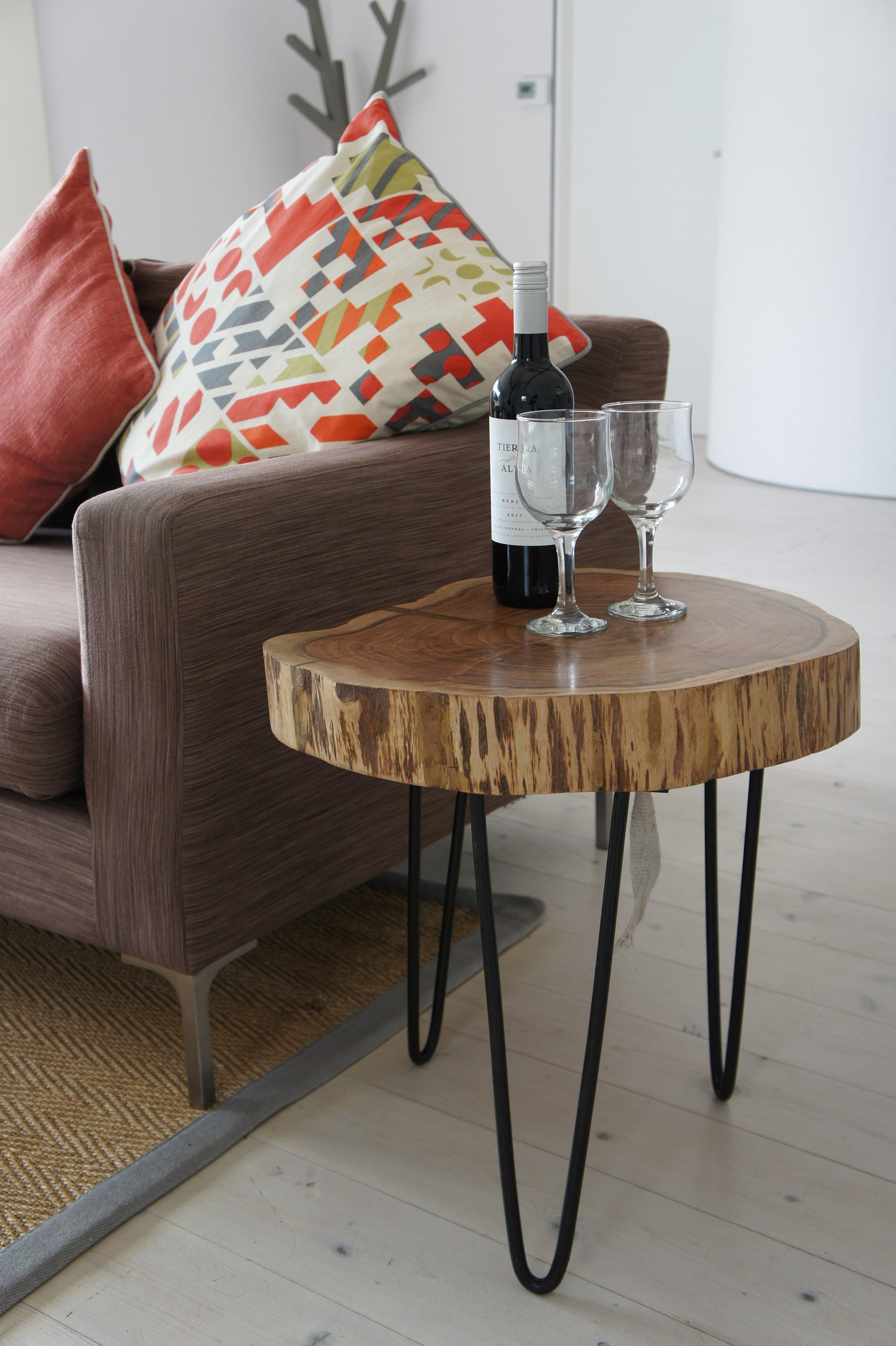 Acacia wood Trunk Slice Side Table Large