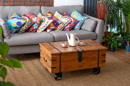 Thakat Sheesham Coffee Table Trunk On Wheels