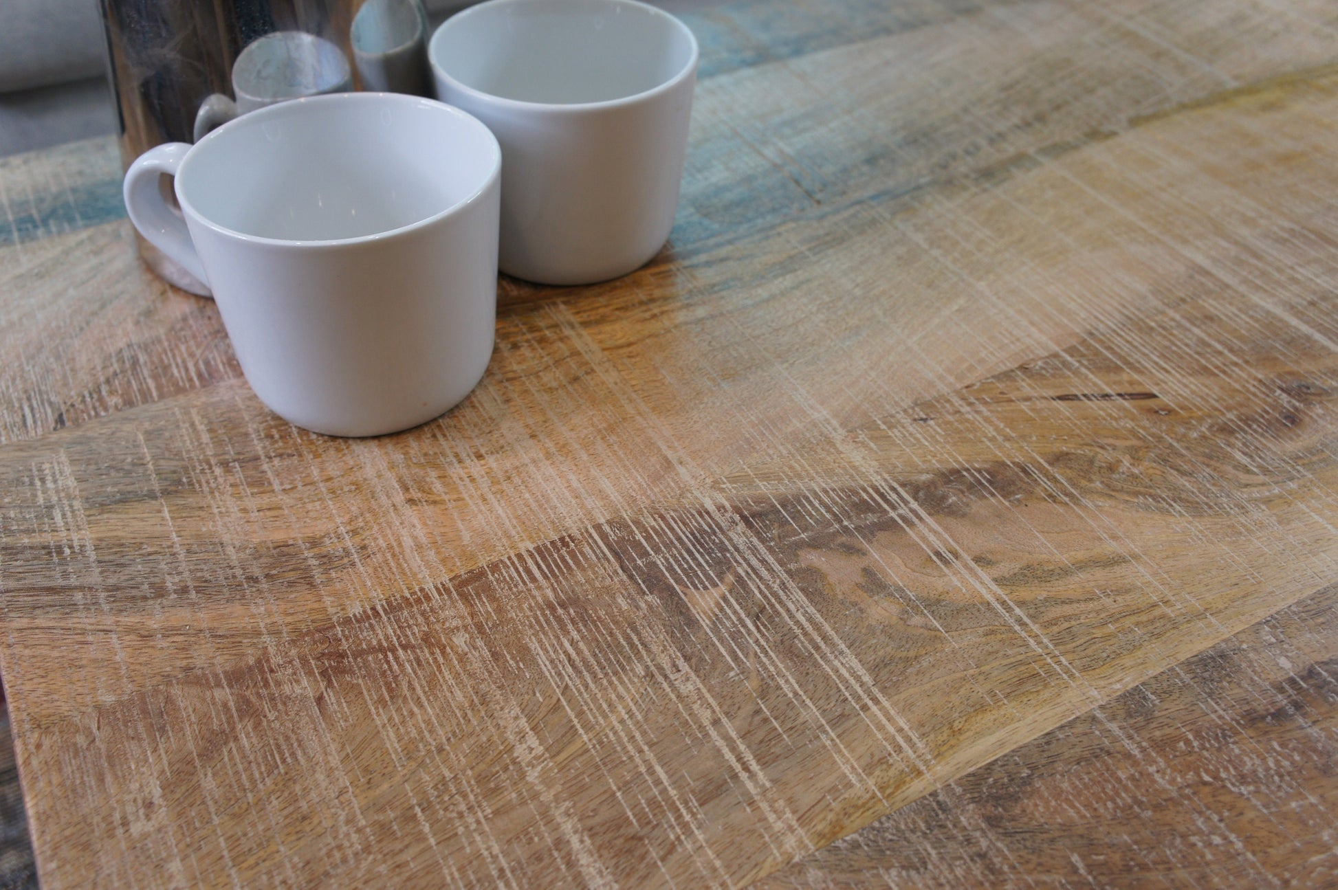 COFFEE TABLE Mango Wood on Iron wheel base