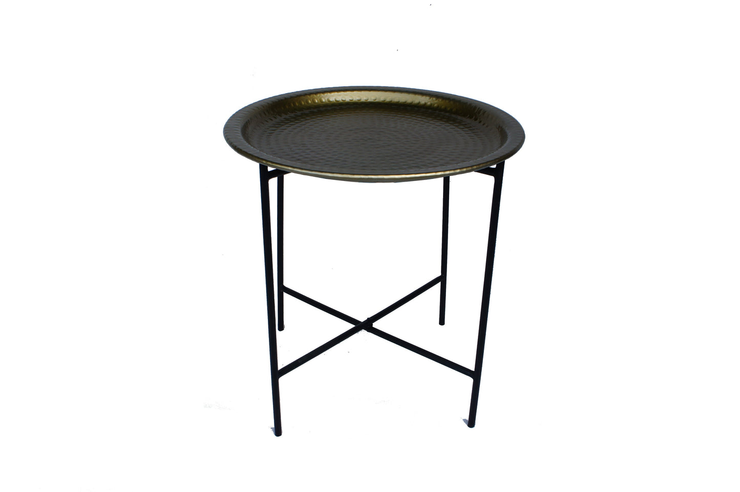 Hammered Iron Plate side table gold finish