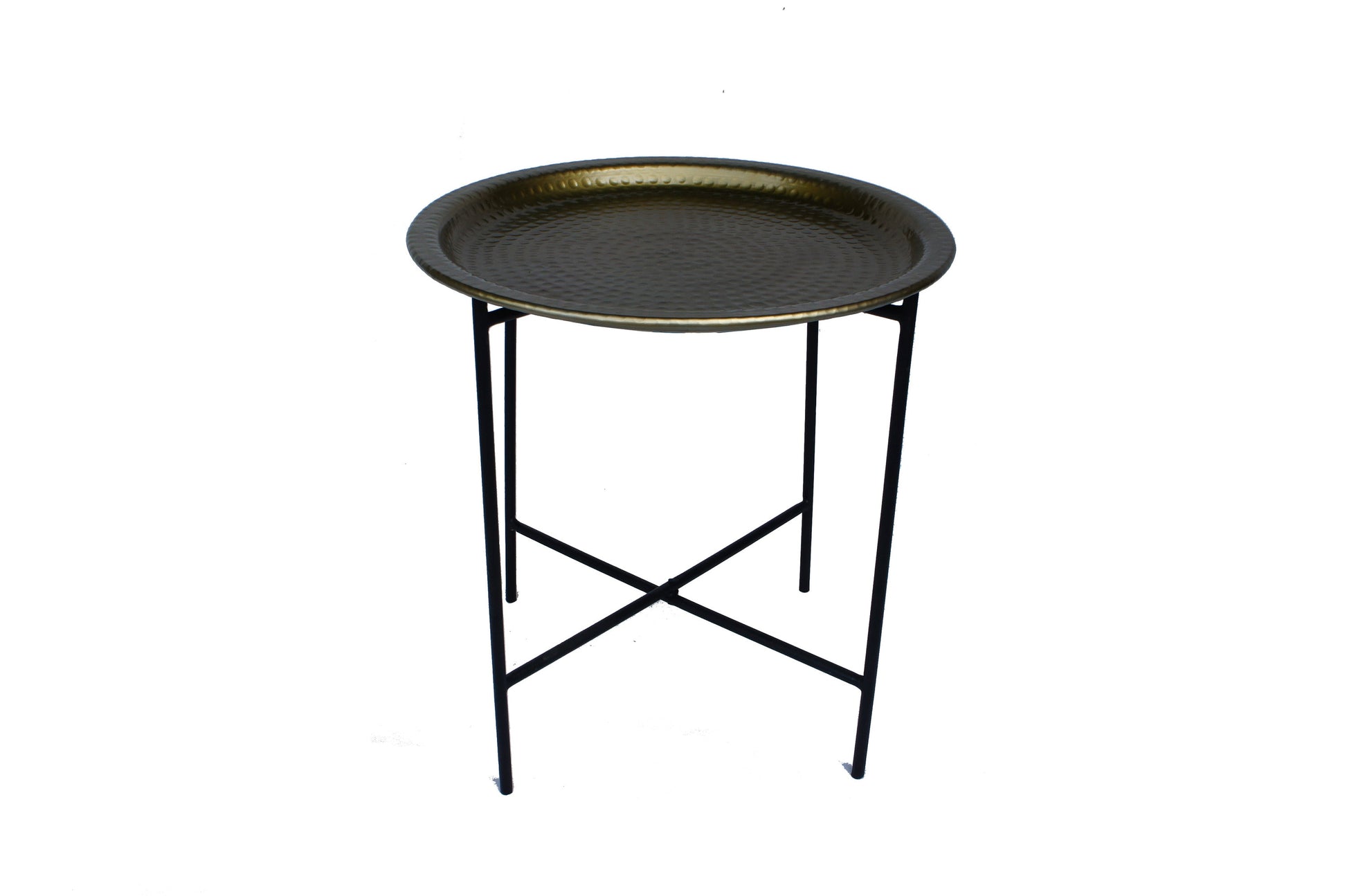 Hammered Iron Plate side table gold finish