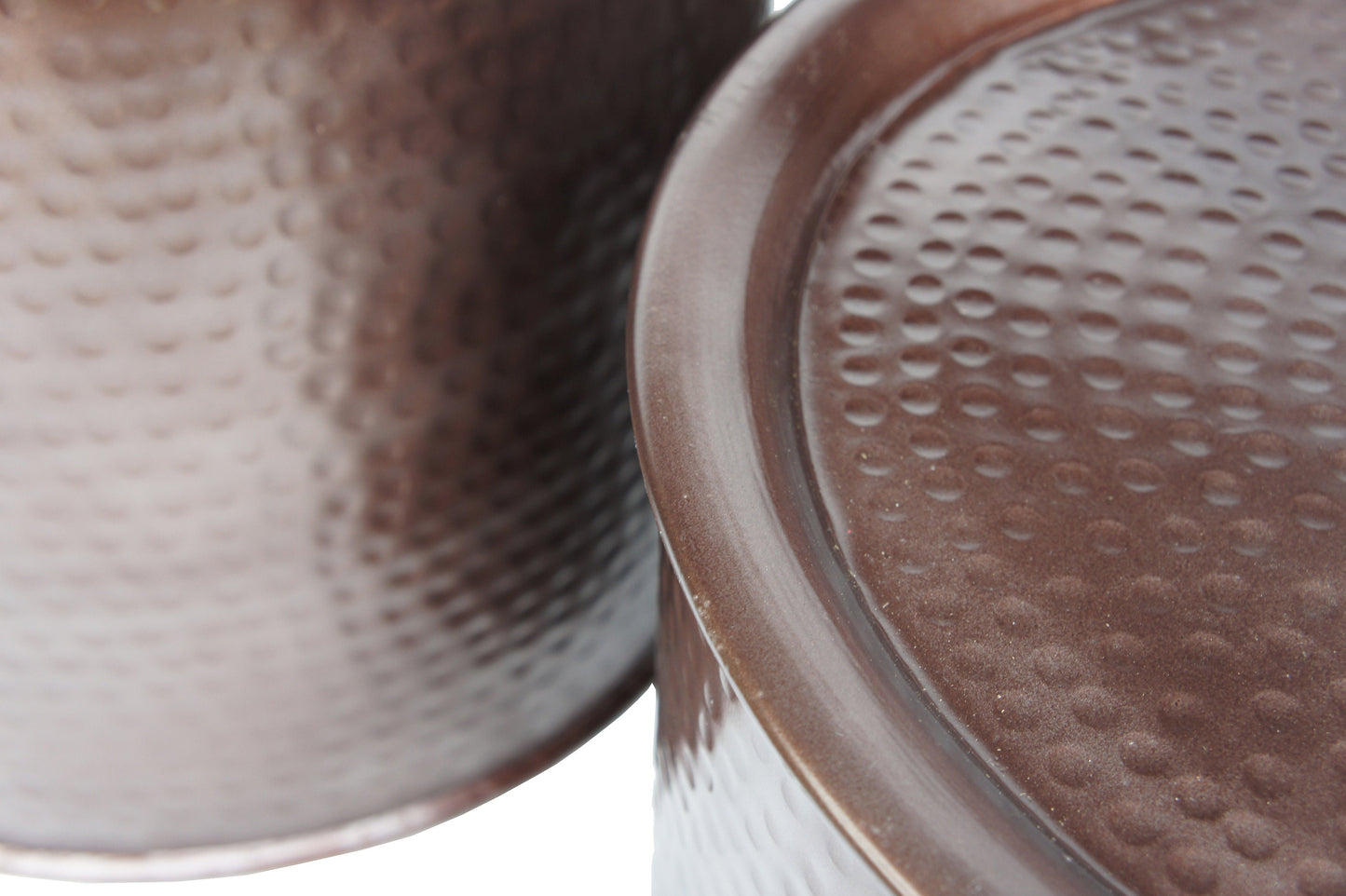 Hammered Iron Drum Nesting tables set 3 Bronze