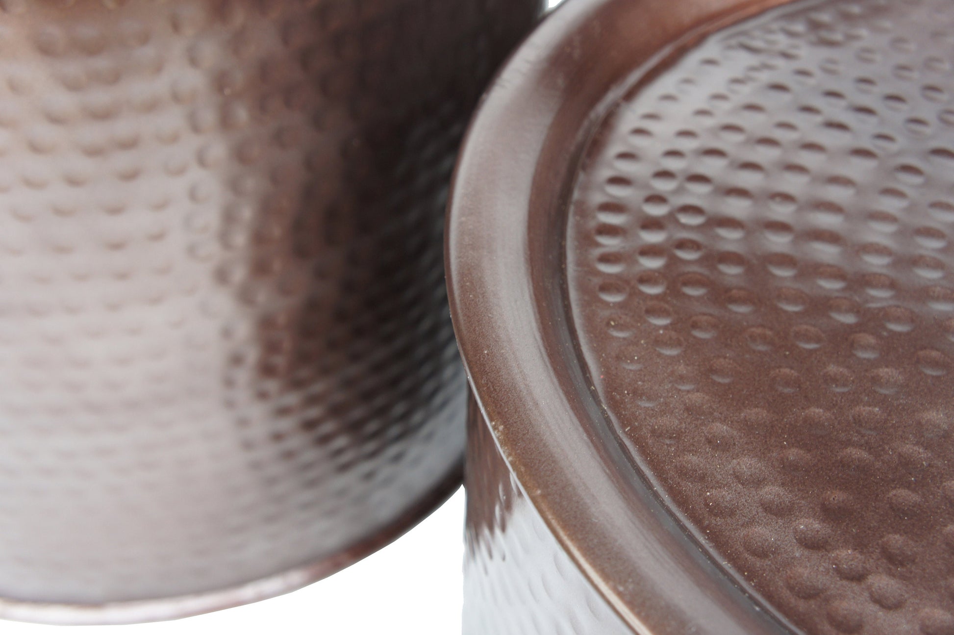 Hammered Iron Drum Nesting tables set 3 Bronze