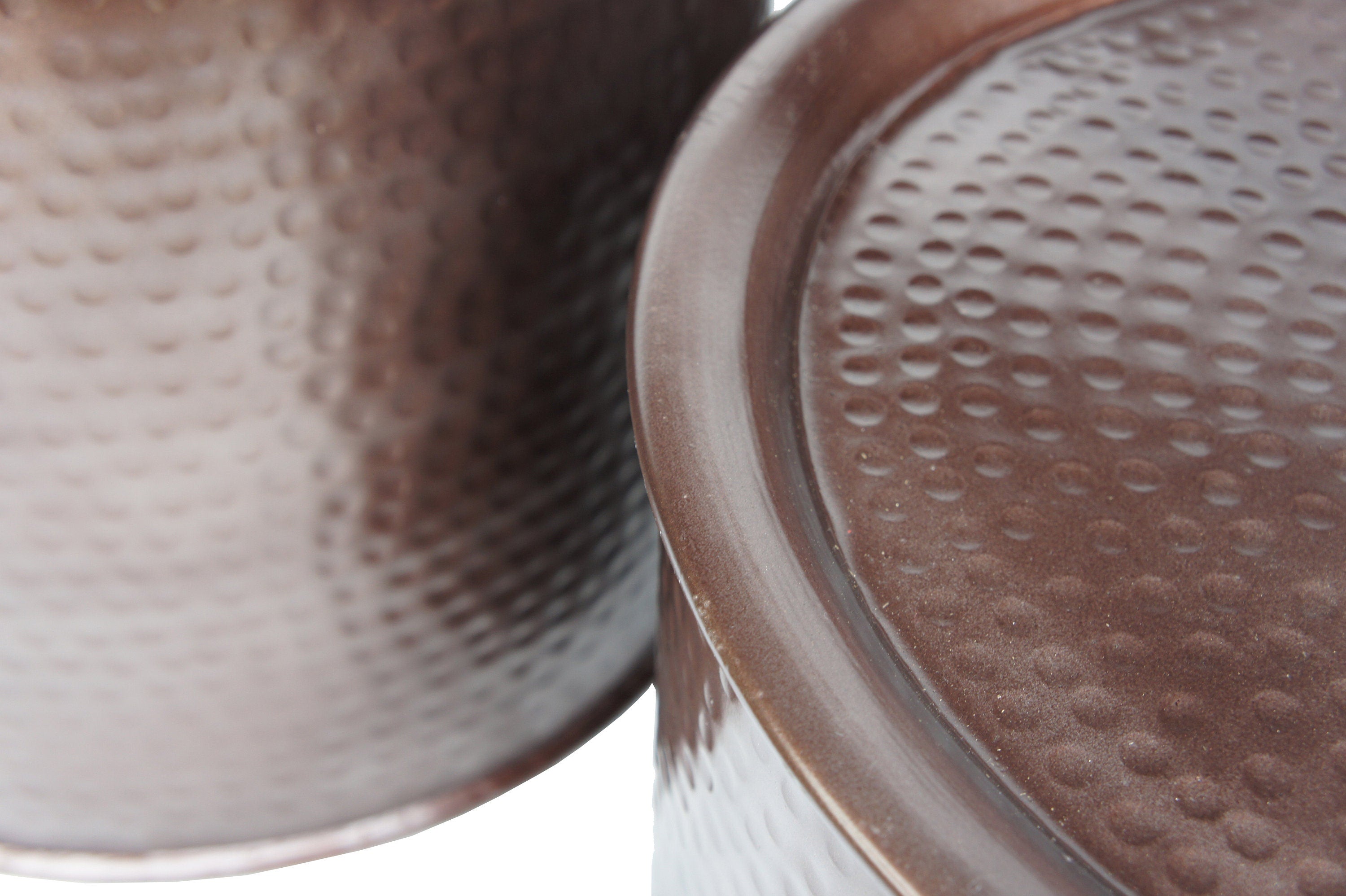 Hammered Iron Drum Nesting tables set 3 Bronze