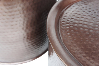 Hammered Iron Drum Nesting tables set 3 Bronze