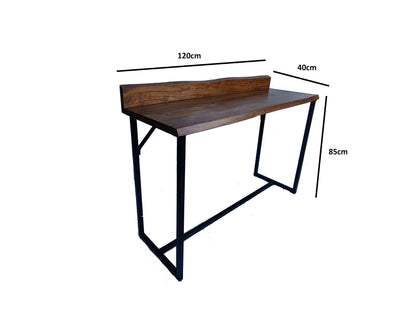 Live Edge Solid Acacia Wood Slab Computer Office Desk Console with Black Iron base