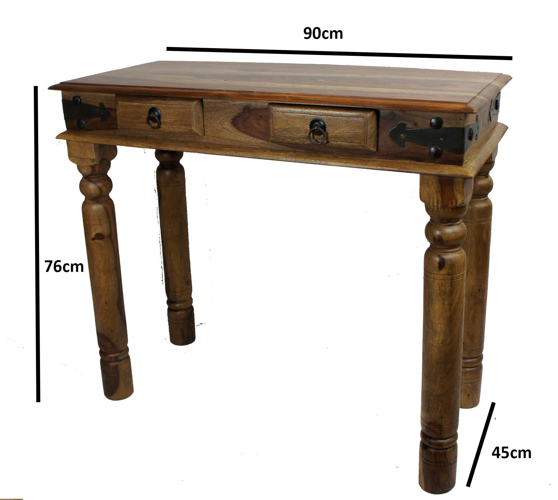 Acacia Wood Computer Desk: Thakat Console Table with Storage