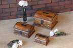 Small chests, trunks, set of 3, Nesting Acacia wood jewellery accessories display