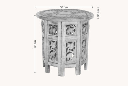 Mangowood Elephant Carved Octagonial Side Table