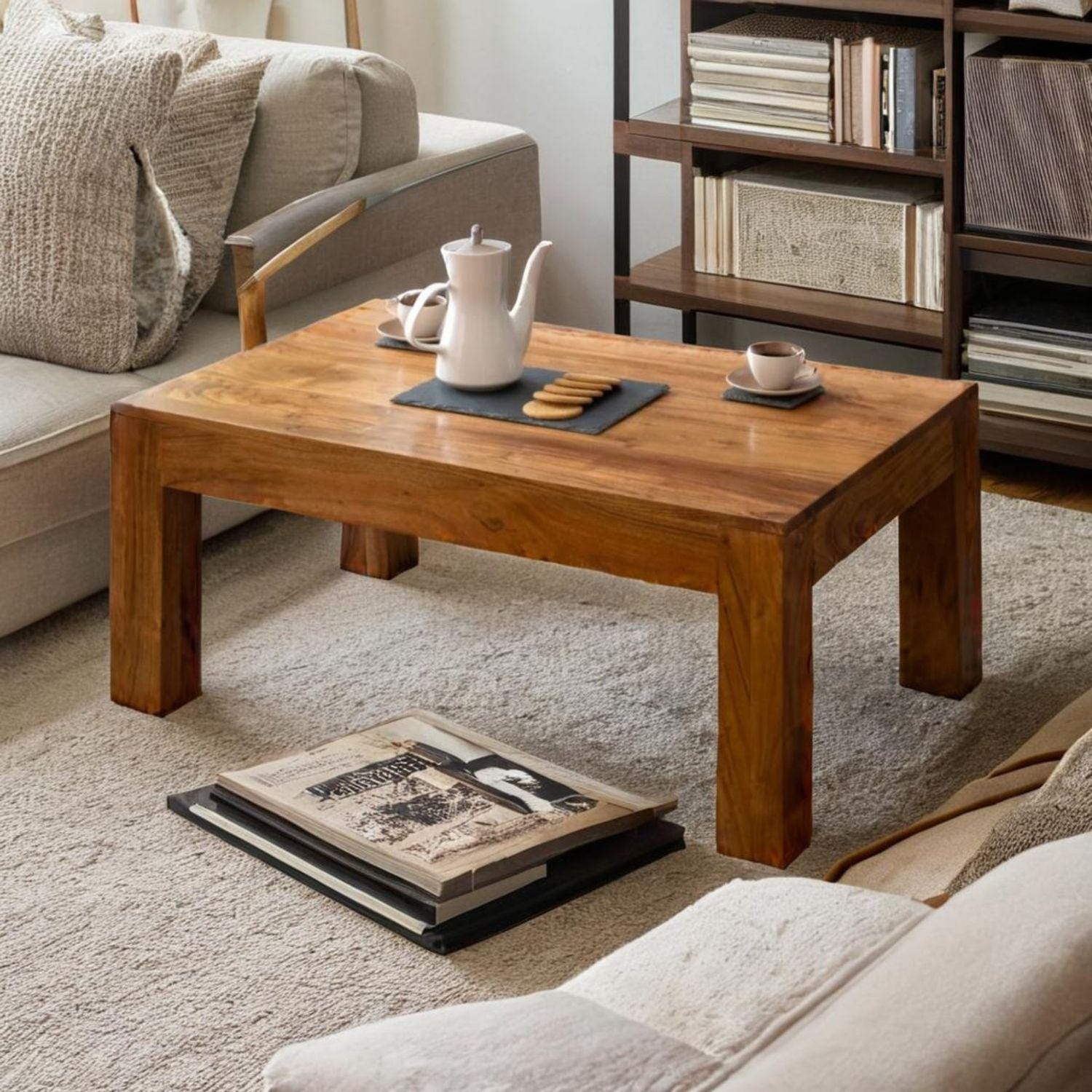 Acacia Wood Cube Coffee Table By Naturallivingonline