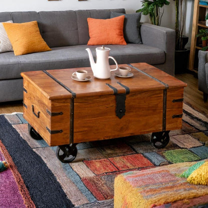 Thakat Sheesham Coffee Table Trunk On Wheels