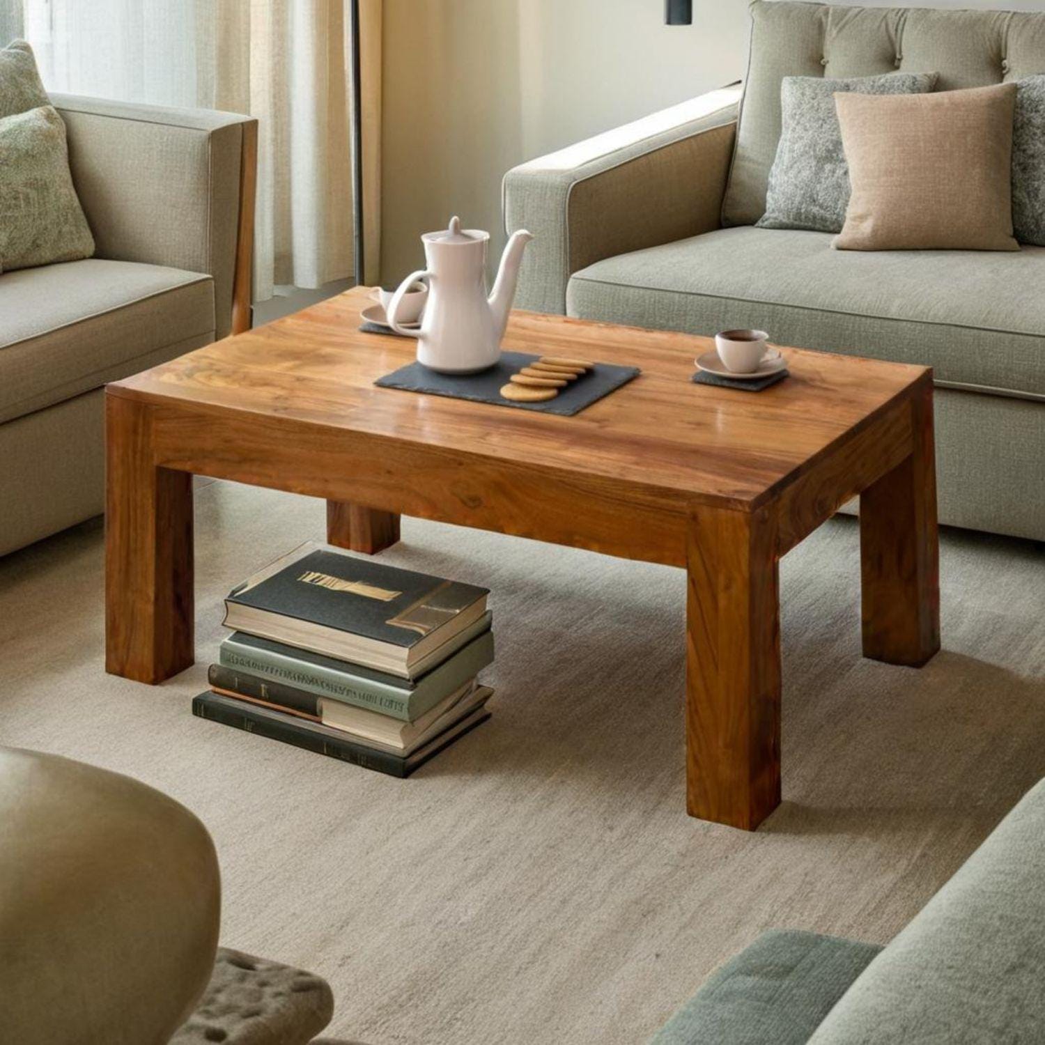 Acacia Wood Cube Coffee Table By Naturallivingonline