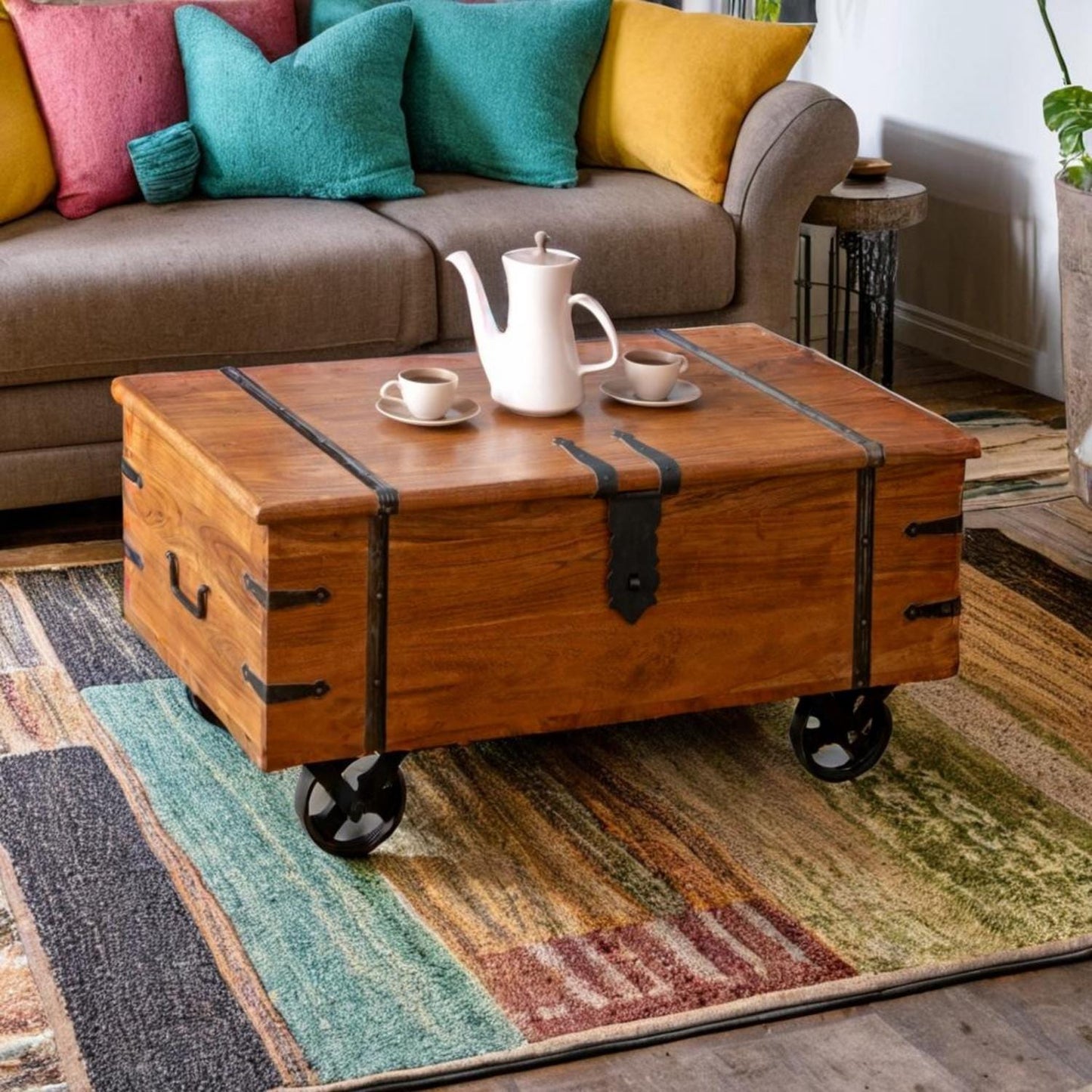 Thakat Sheesham Coffee Table Trunk On Wheels