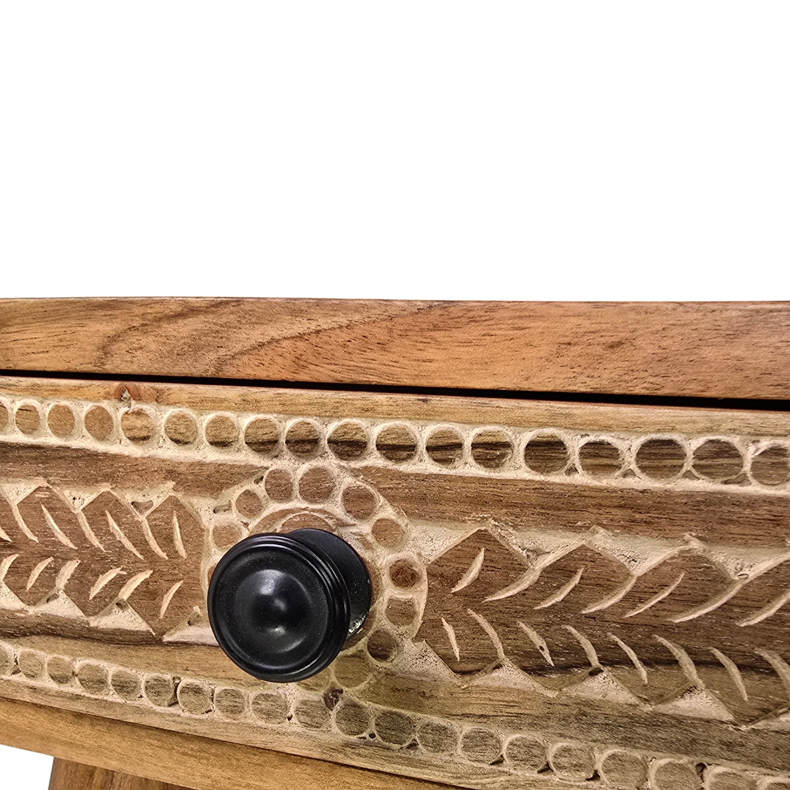 Acacia wood Console table, Computer desk with hand carved drawers