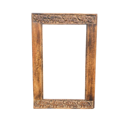 Hand Carved Mirror Mango Wood Elephants design 90x60cm