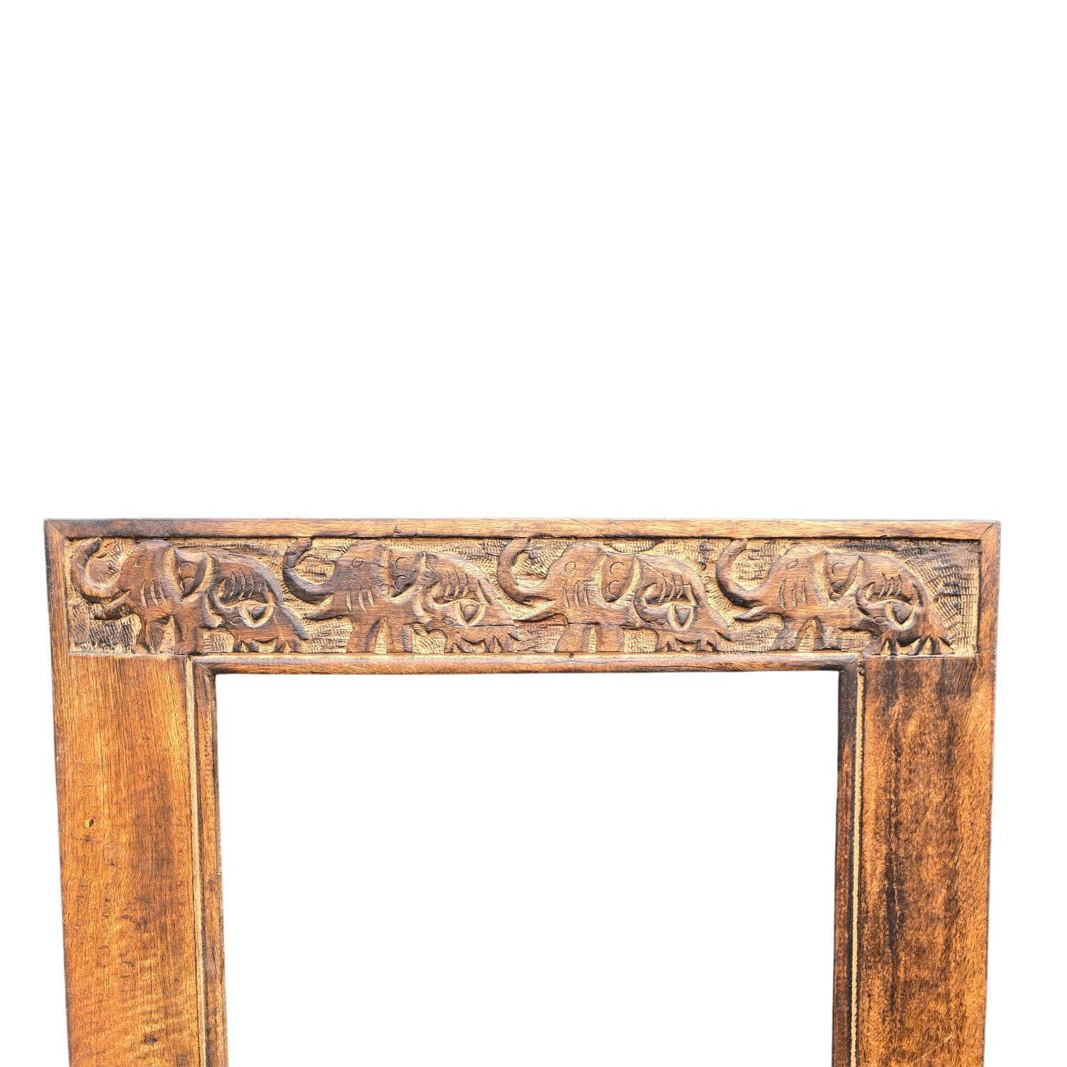 Hand Carved Mirror Mango Wood Elephants design 90x60cm