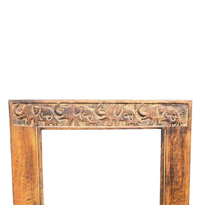 Hand Carved Mirror Mango Wood Elephants design 90x60cm