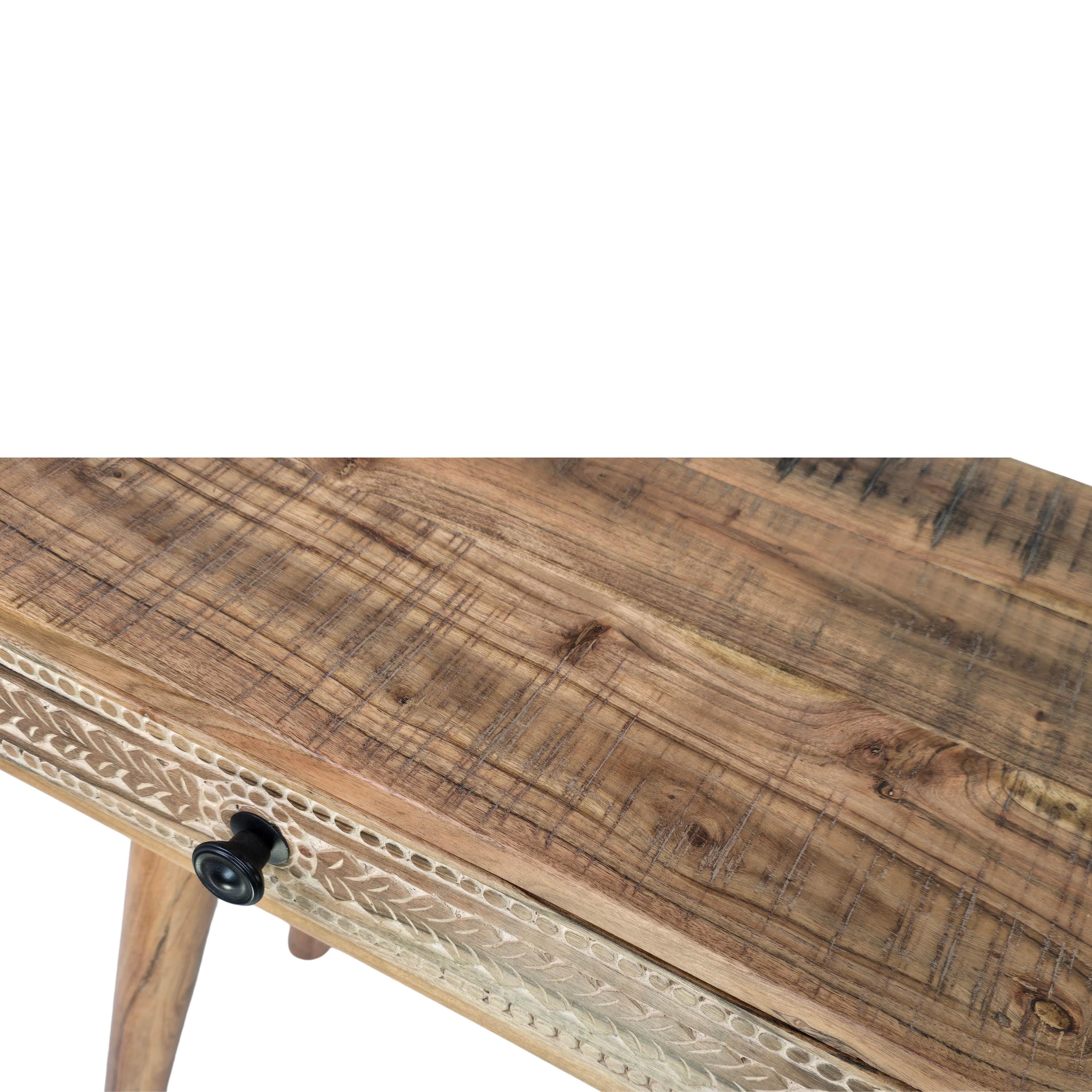 Acacia wood Console table, Computer desk with hand carved drawers