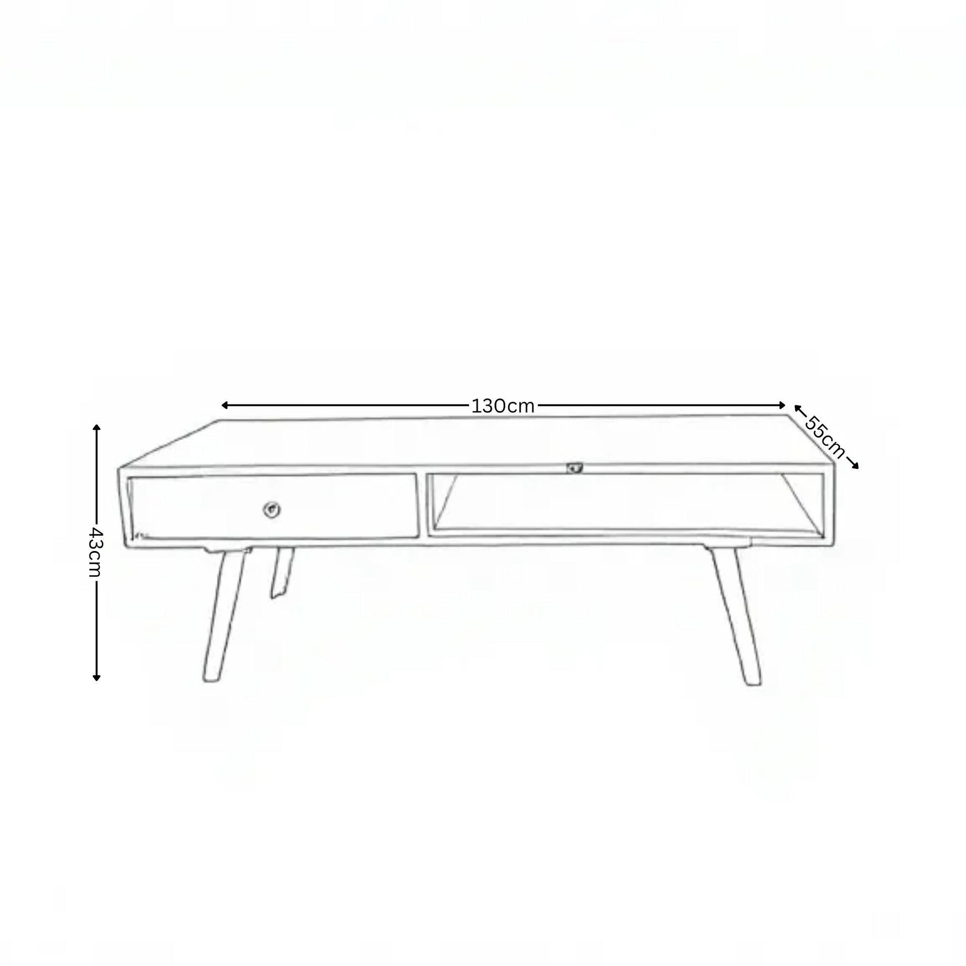 Distressed MangoWood Coffee table with Carved Drawer