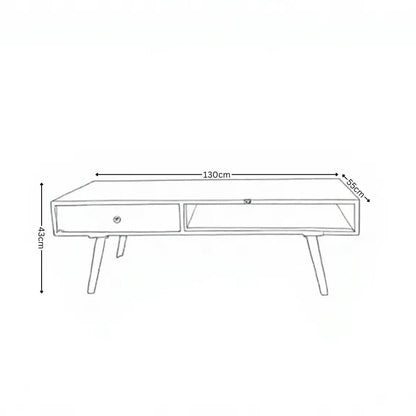 Distressed MangoWood Coffee table with Carved Drawer