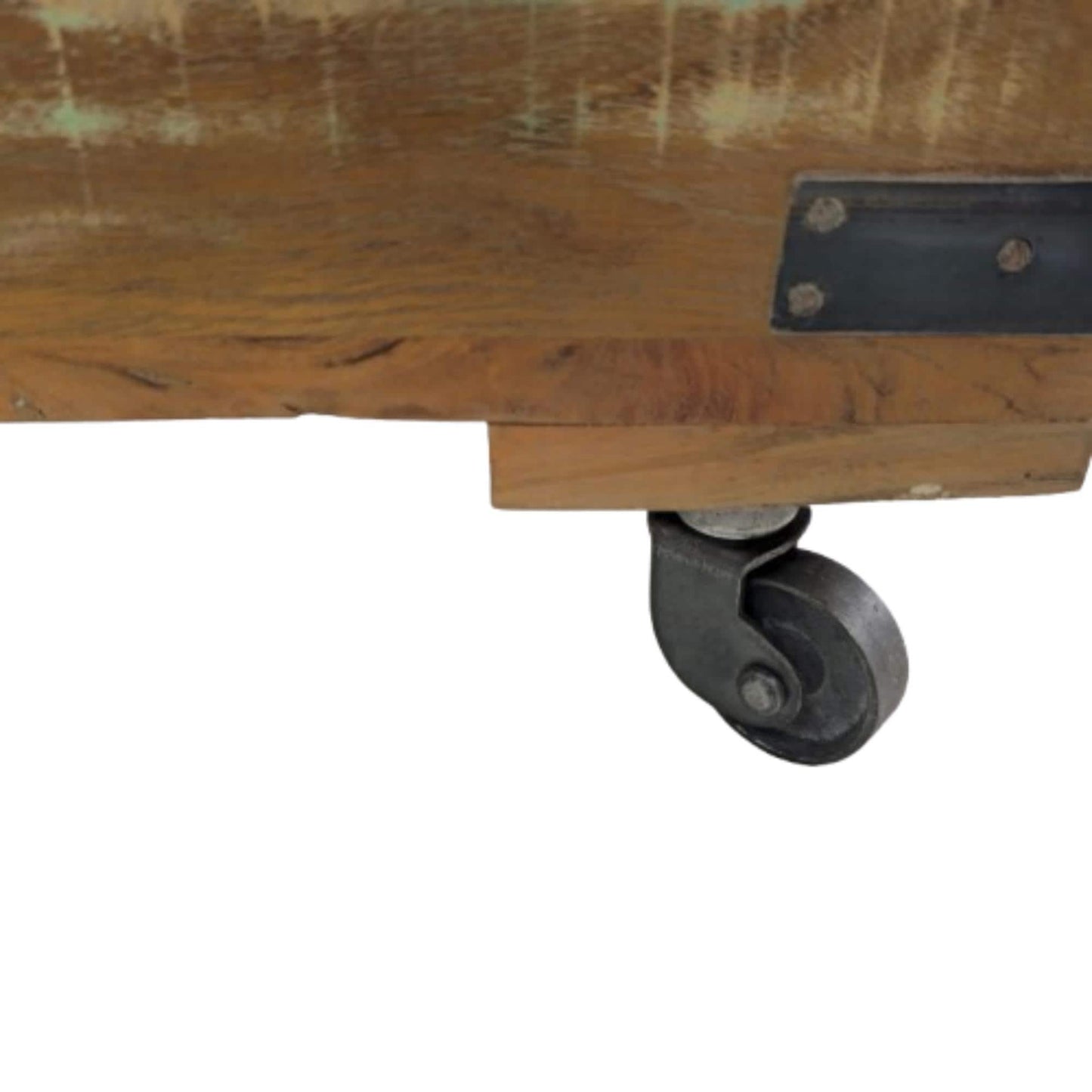 Recycled Painted teak Coffee table Trunk on Wheels