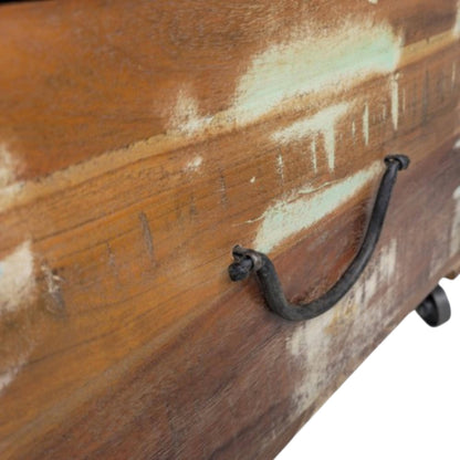 Recycled Painted teak Coffee table Trunk on Wheels