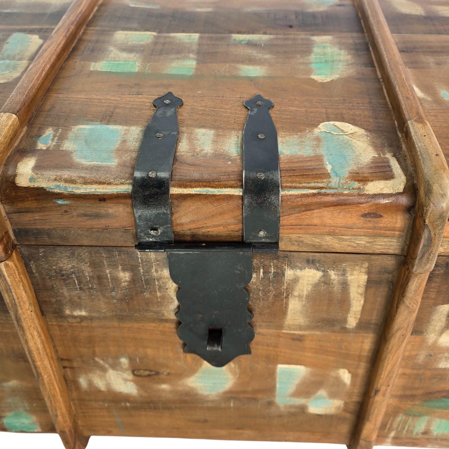 Recycled Distressed Old Painted Teak Trunk