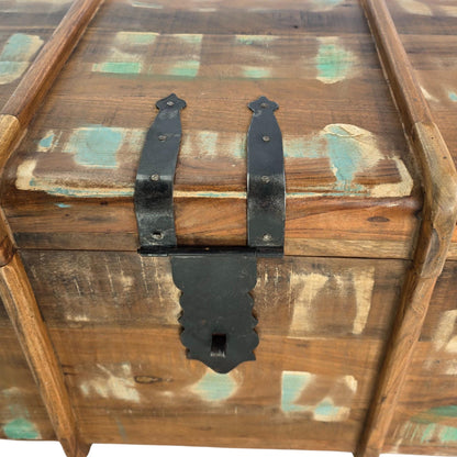 Recycled Distressed Old Painted Teak Trunk