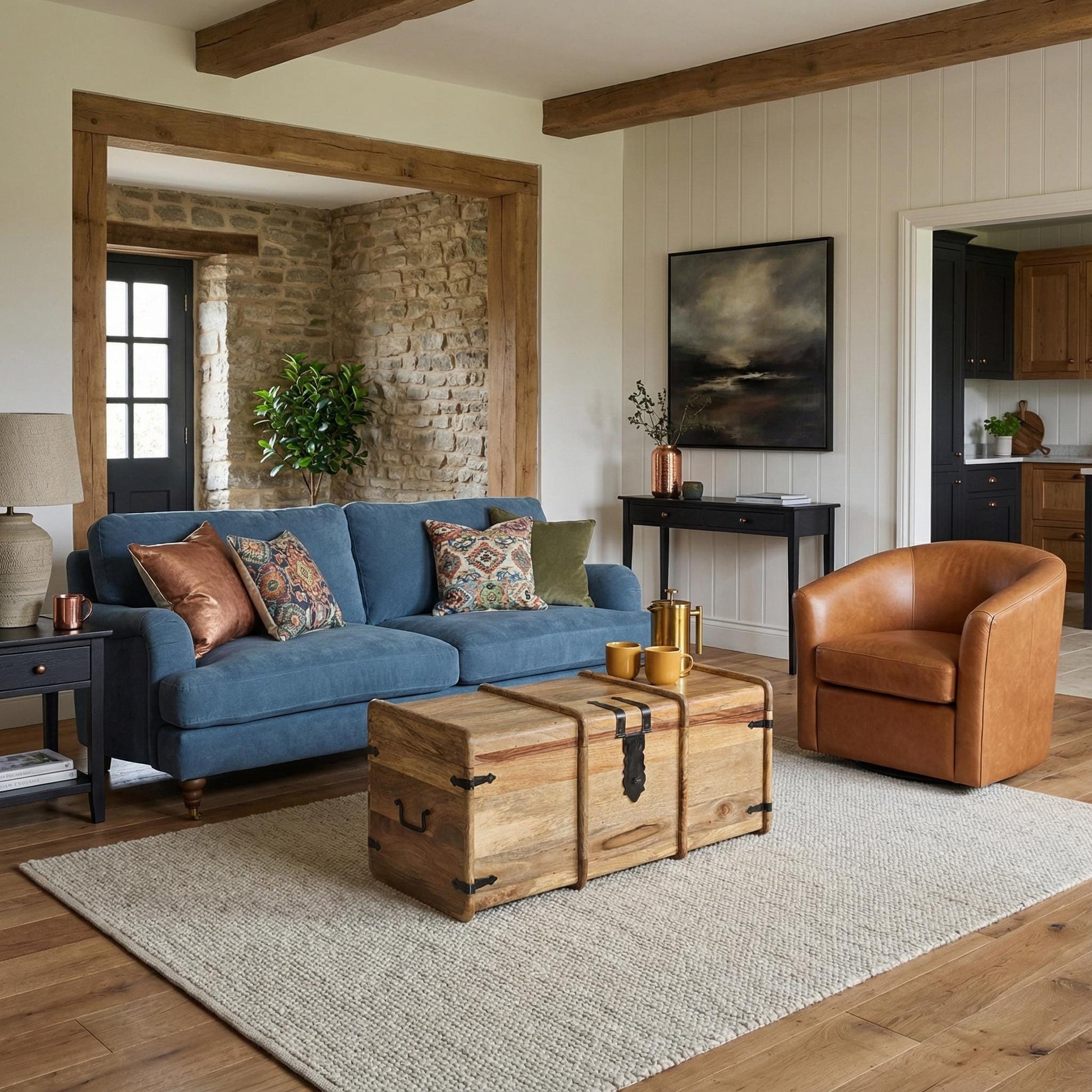 Marina Mangowood Coffee Table with Storage - Large Handcrafted Trunk - Sustainable Rustic Blanket Box & Living-room