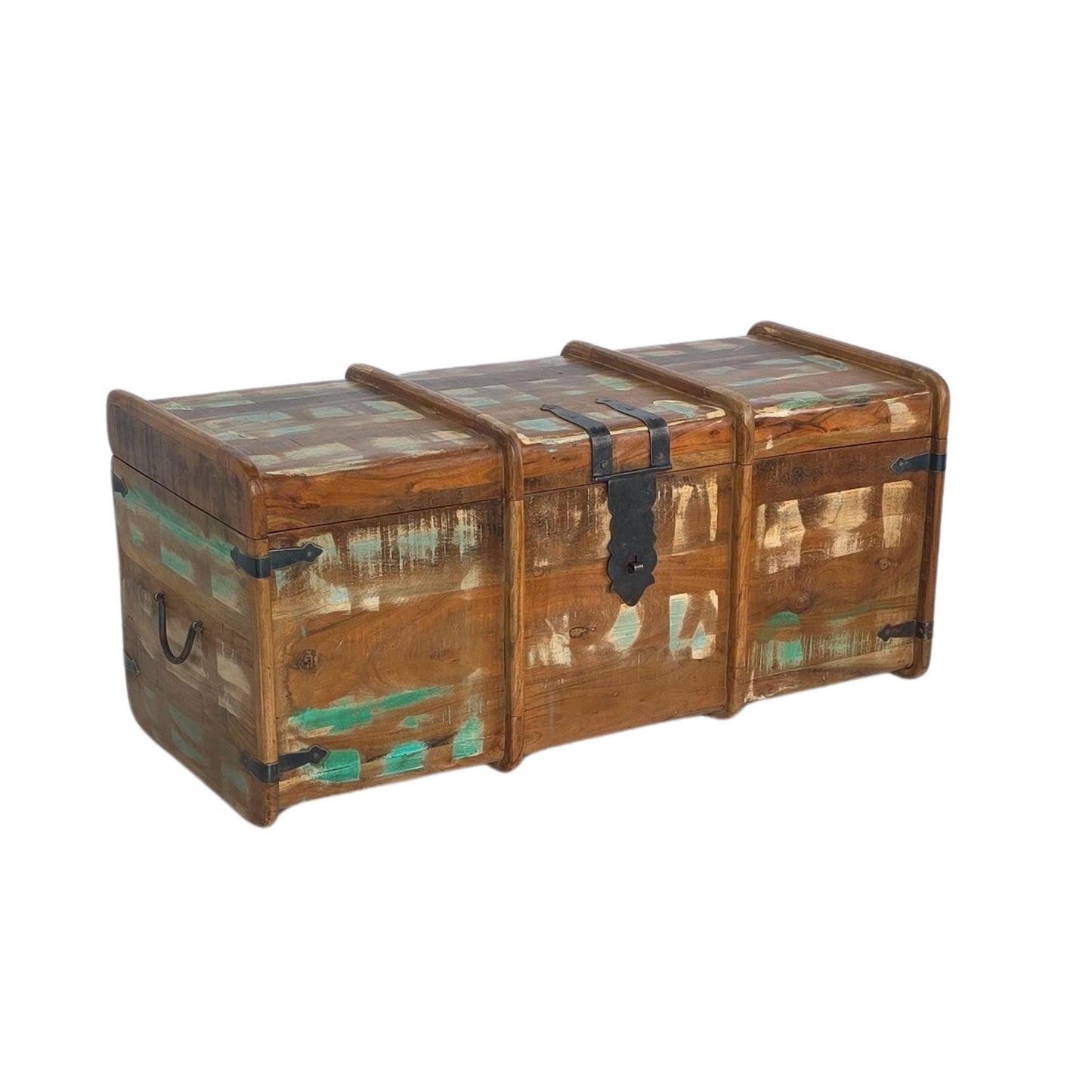 Recycled Distressed Old Painted Teak Trunk