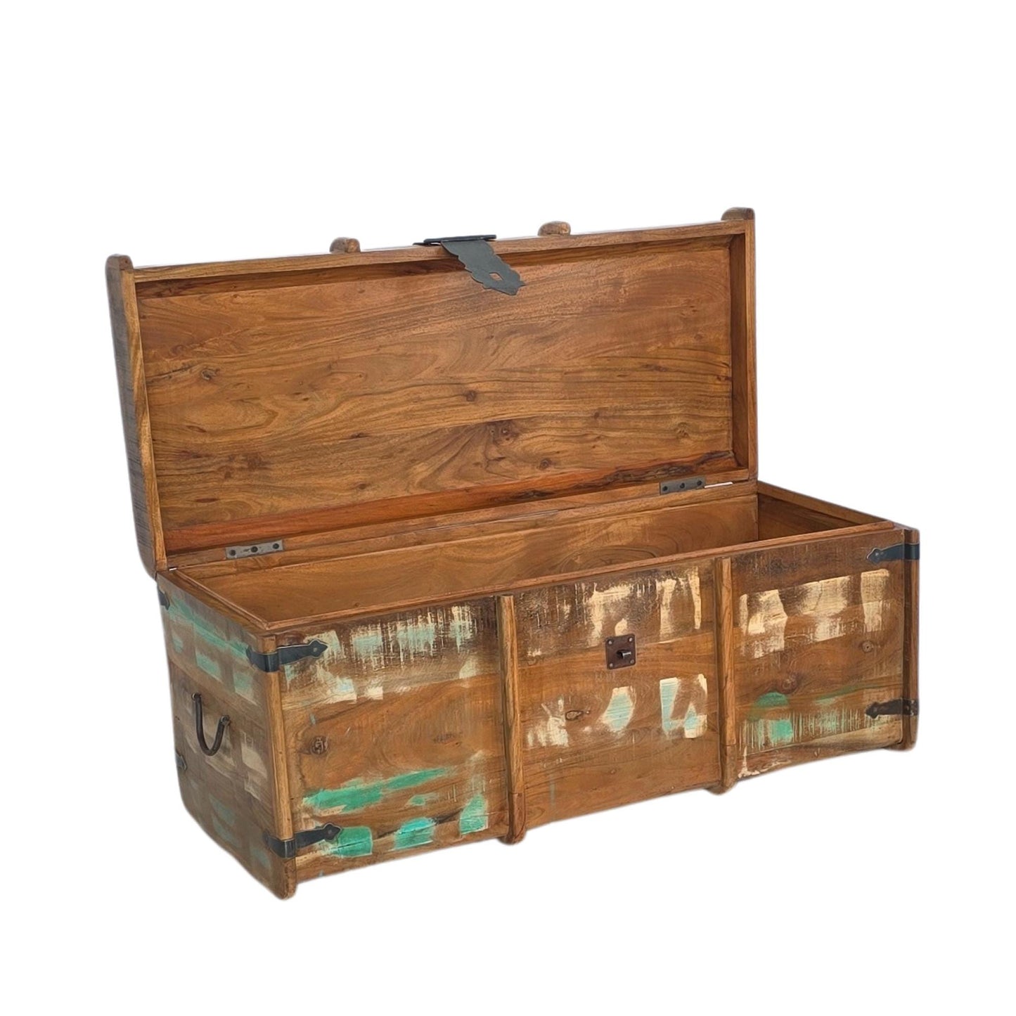 Recycled Distressed Old Painted Teak Trunk