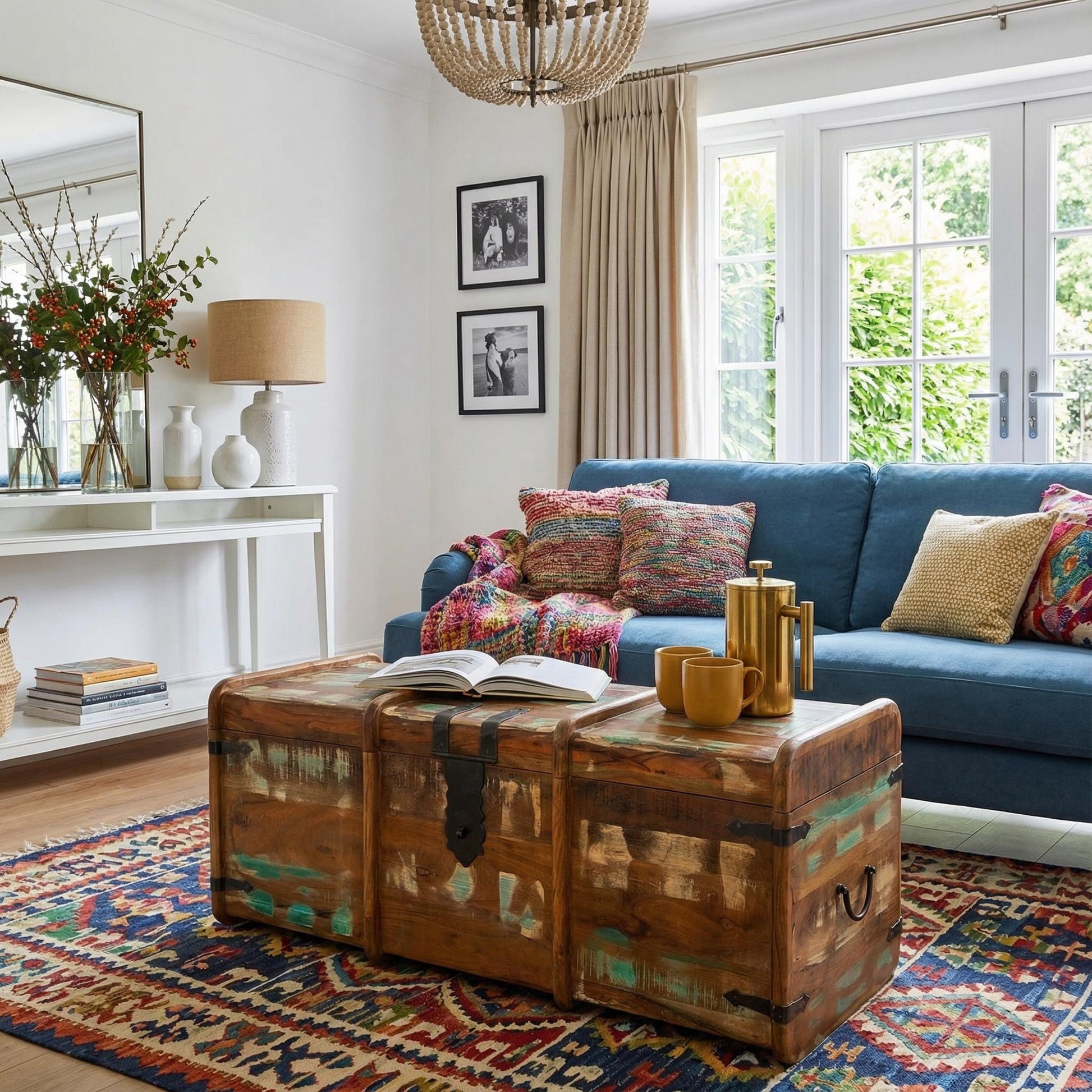 Recycled Distressed Old Painted Teak Trunk