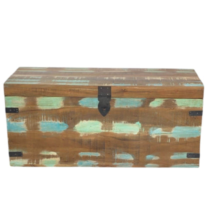 Recycled Teak Distressed paint Coffee Table Chest Trunk with storage