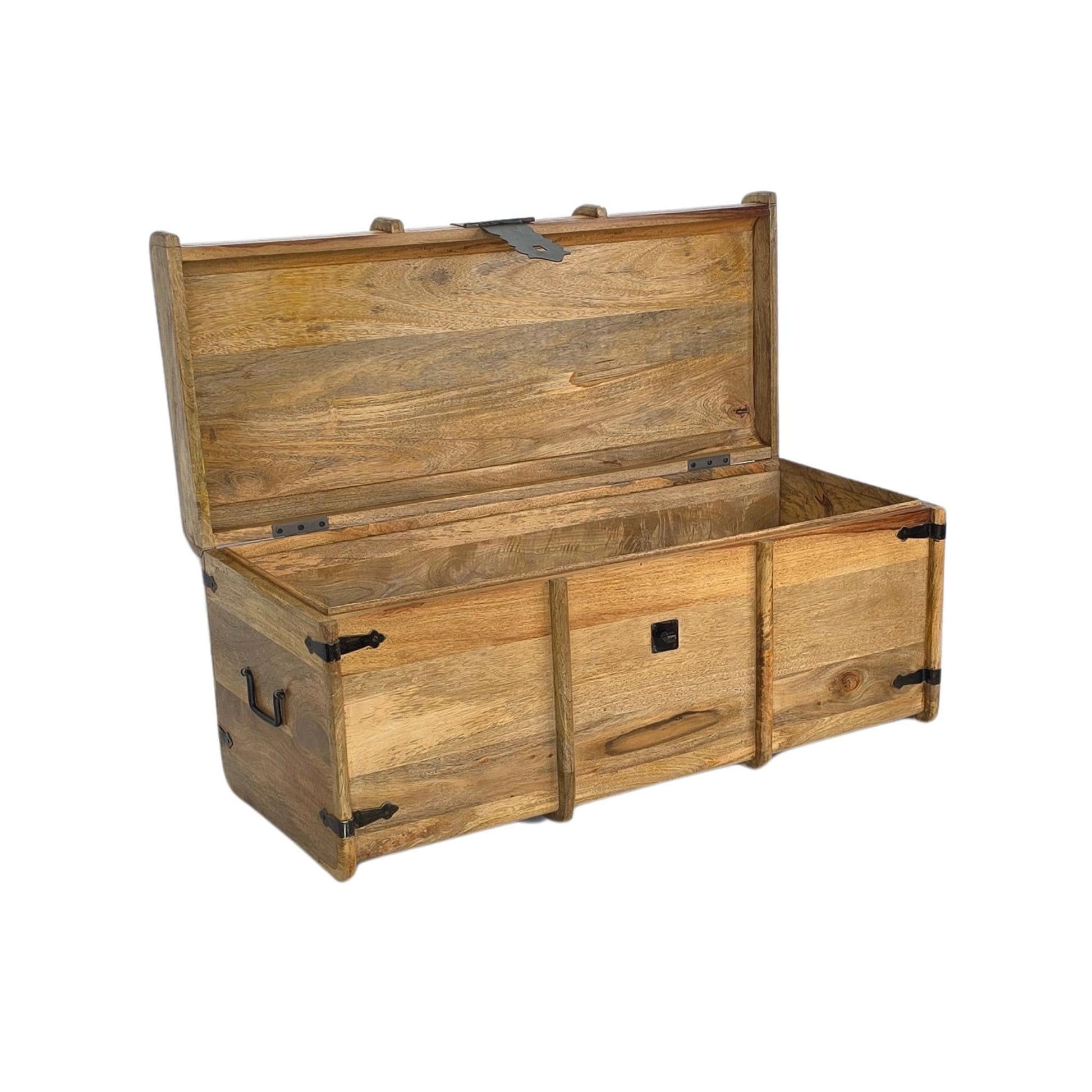 Marina Mangowood Coffee Table with Storage - Large Handcrafted Trunk - Sustainable Rustic Blanket Box & Living-room