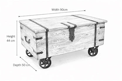 Thakat Sheesham Coffee Table Trunk On Wheels