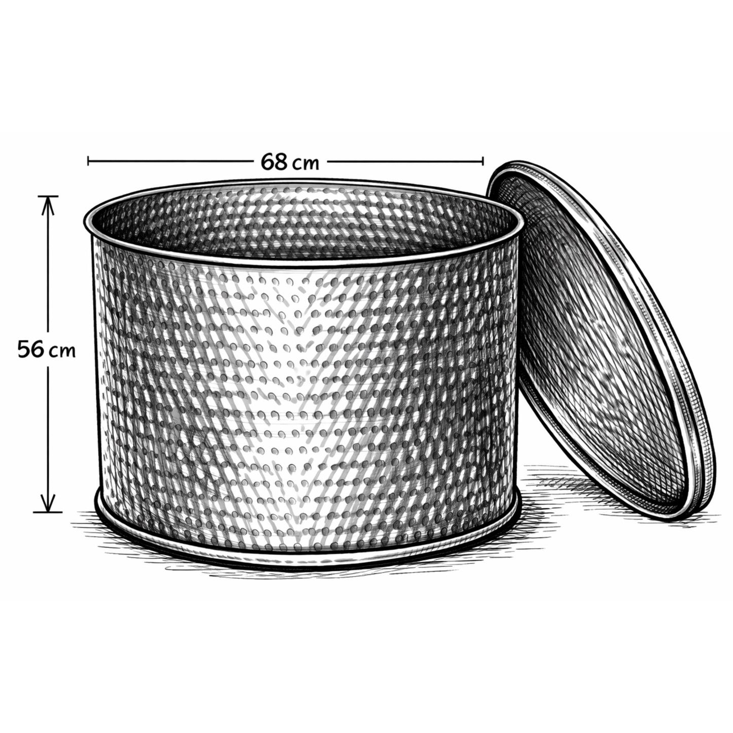 Drum Round Coffee Table With Storage Hammered Aluminium Bronze Finish