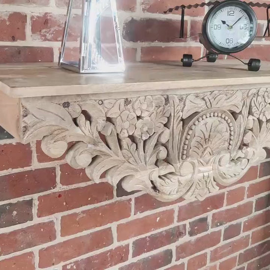 Wall shelf Mango wood Hand carved