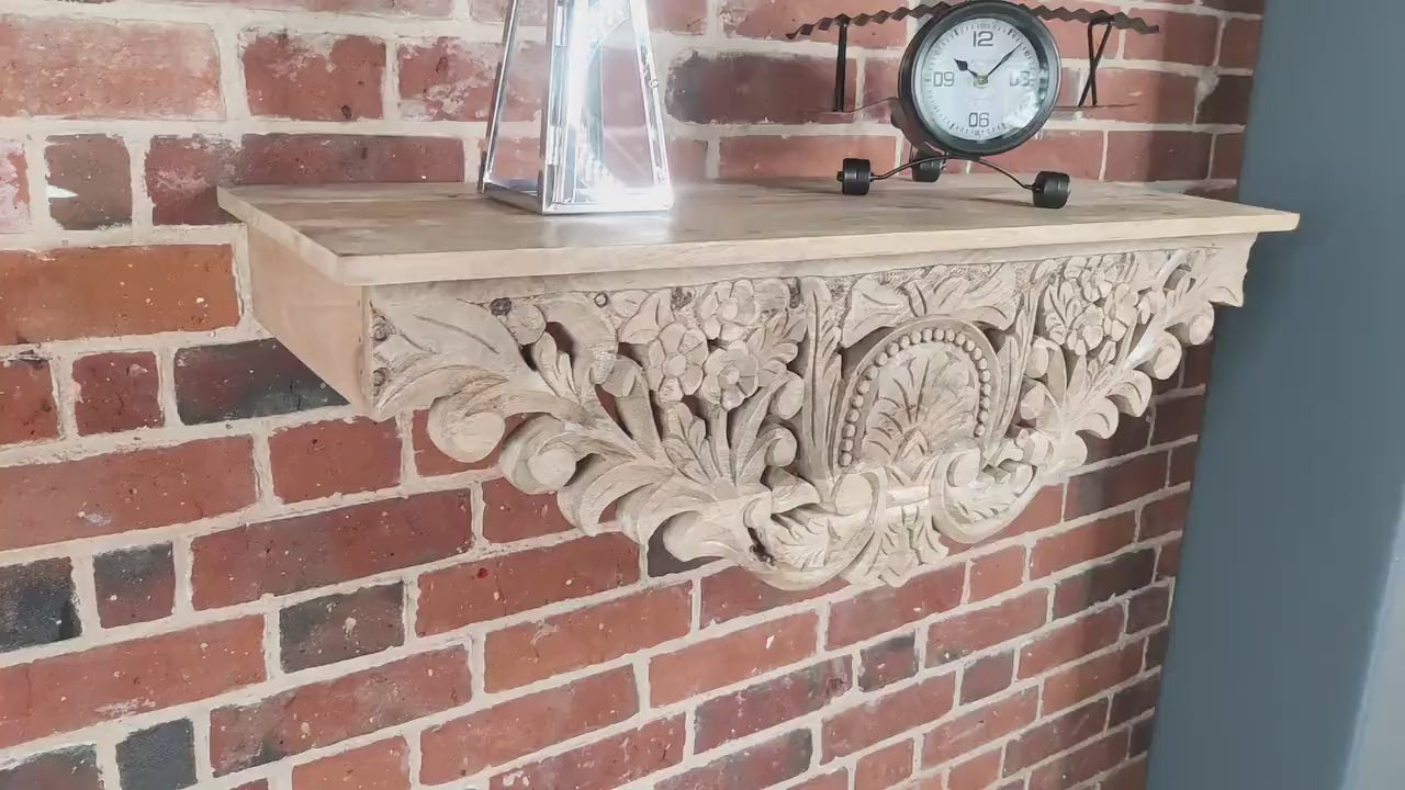 Wall shelf Mango wood Hand carved
