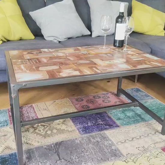 Recycled  Old Painted Teak Distressed Table 90x60cm