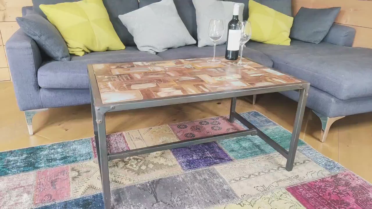 Recycled  Old Painted Teak Distressed Table 90x60cm