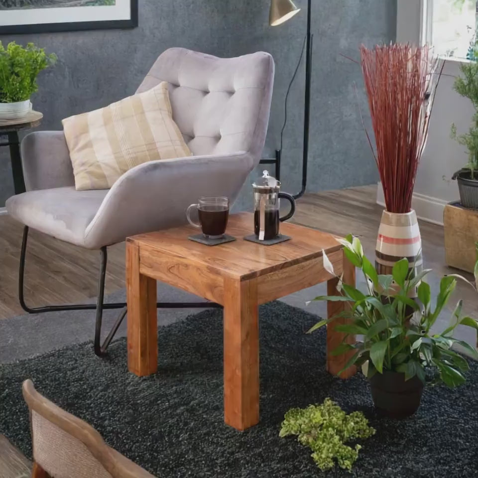 Acacia wood Cube Coffee Side Table